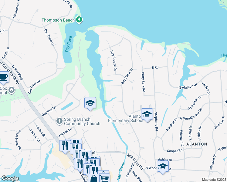map of restaurants, bars, coffee shops, grocery stores, and more near 2029 Echo Cove in Virginia Beach