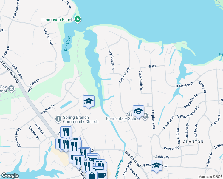 map of restaurants, bars, coffee shops, grocery stores, and more near 2029 Echo Cove in Virginia Beach