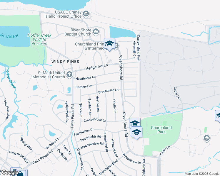 map of restaurants, bars, coffee shops, grocery stores, and more near 5716 Brookmere Lane in Portsmouth