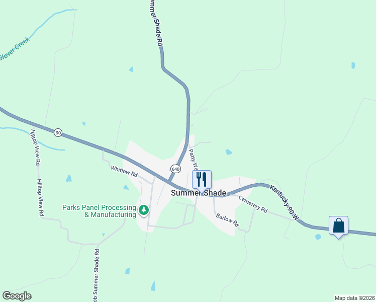 map of restaurants, bars, coffee shops, grocery stores, and more near 8401-8599 Randolph Summer Shade Road in Summer Shade