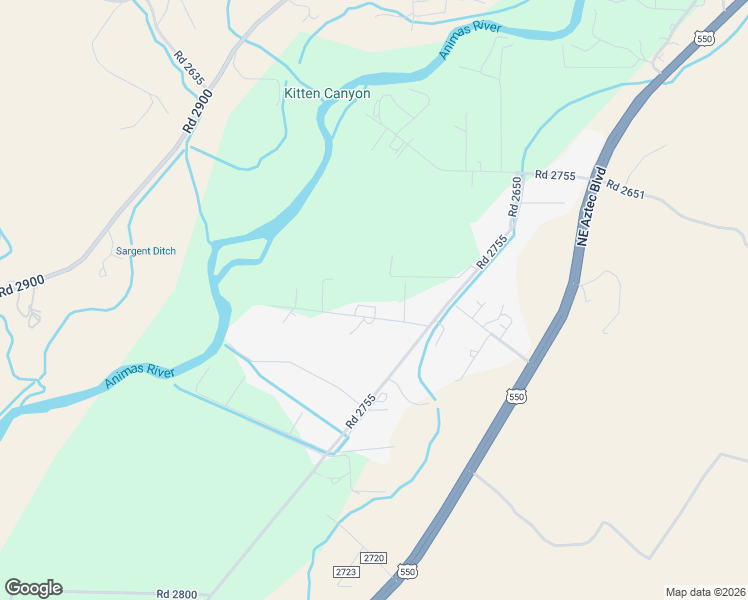 map of restaurants, bars, coffee shops, grocery stores, and more near 10 Road 2684 in Aztec