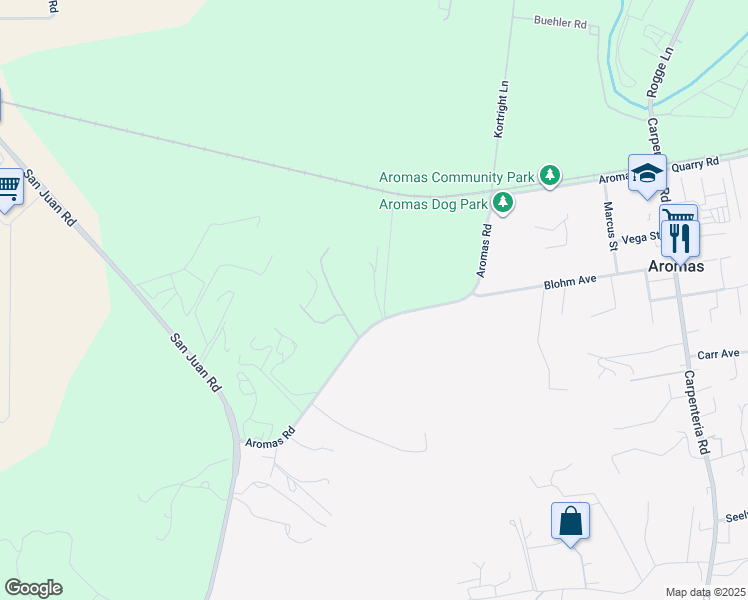 map of restaurants, bars, coffee shops, grocery stores, and more near 243A Aromas Road in Aromas