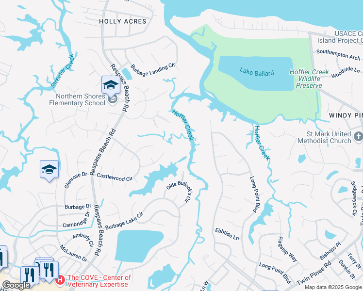 map of restaurants, bars, coffee shops, grocery stores, and more near 6324 Lamplight Court in Suffolk