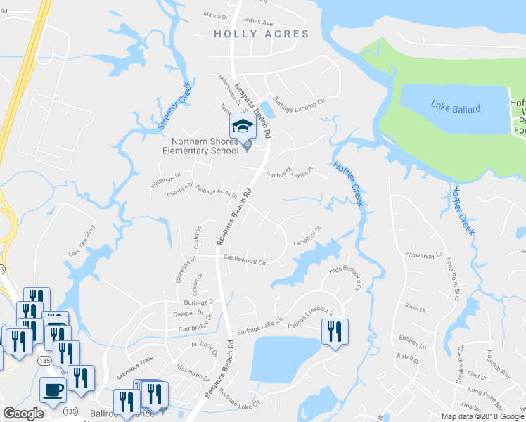 map of restaurants, bars, coffee shops, grocery stores, and more near 6301 Oaken Gate Drive South in Suffolk