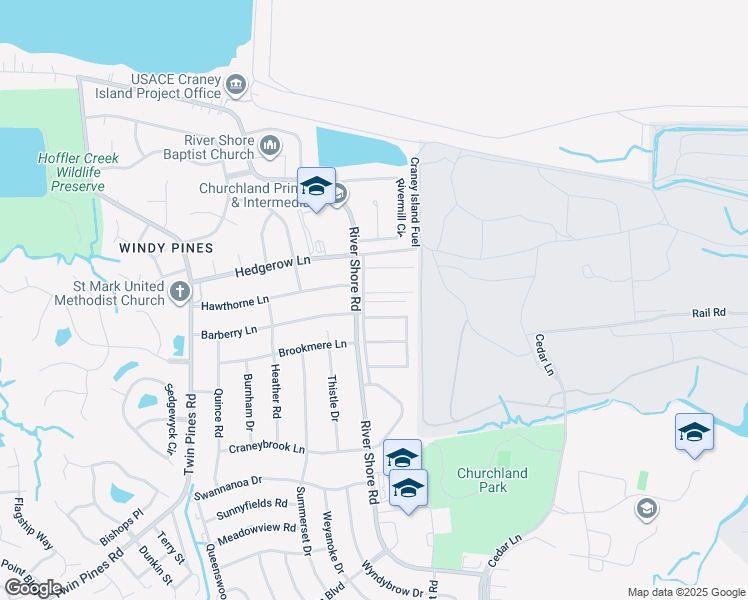 map of restaurants, bars, coffee shops, grocery stores, and more near 5655 Gregory Court in Portsmouth