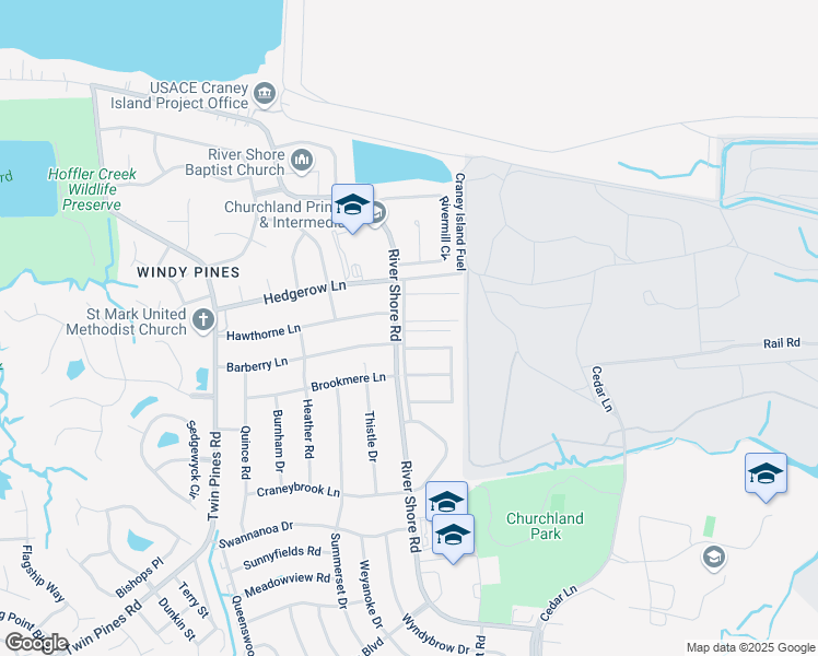 map of restaurants, bars, coffee shops, grocery stores, and more near 5653 Gregory Court in Portsmouth