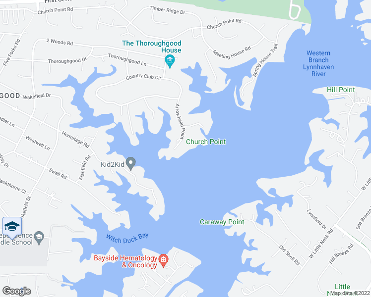 map of restaurants, bars, coffee shops, grocery stores, and more near 1609 Arrowhead Point in Virginia Beach