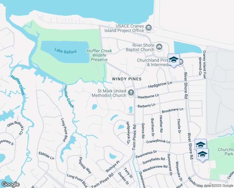 map of restaurants, bars, coffee shops, grocery stores, and more near 3836 Sunset Point in Portsmouth