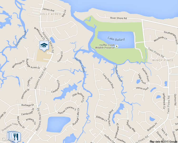 map of restaurants, bars, coffee shops, grocery stores, and more near 4047 Long Point Boulevard in Portsmouth