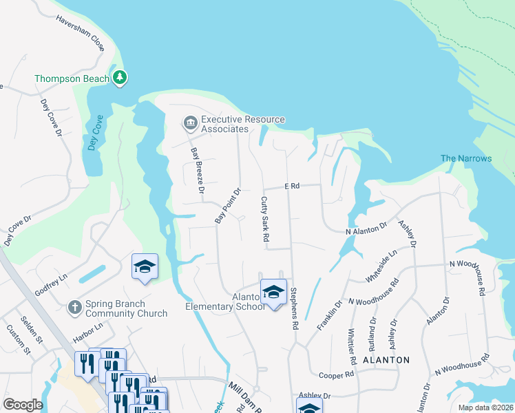 map of restaurants, bars, coffee shops, grocery stores, and more near 1620 Cutty Sark Road in Virginia Beach