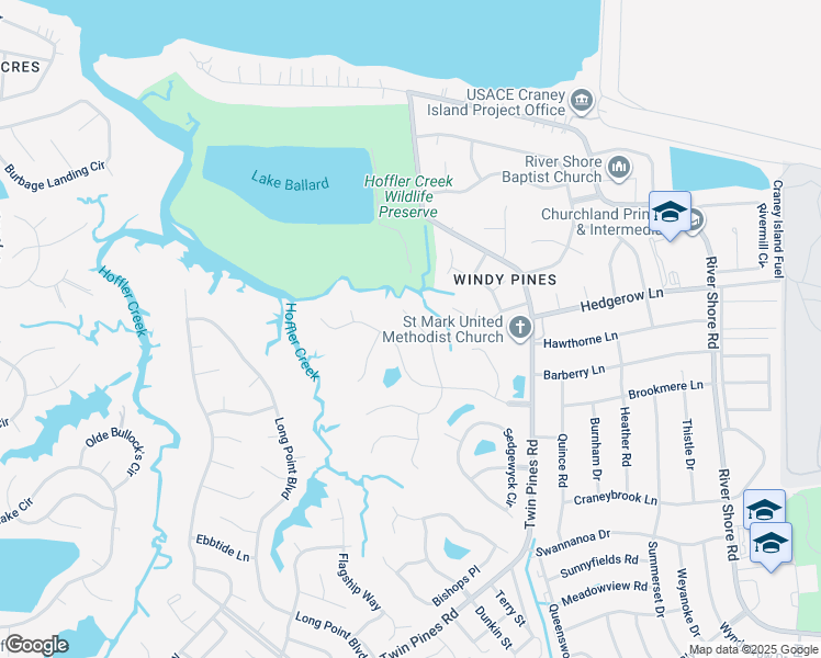 map of restaurants, bars, coffee shops, grocery stores, and more near 4442 Pelican Point in Portsmouth