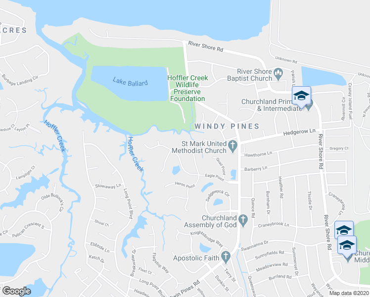 map of restaurants, bars, coffee shops, grocery stores, and more near 4442 Pelican Point in Portsmouth