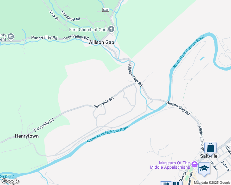 map of restaurants, bars, coffee shops, grocery stores, and more near 137 Perryville Road in Saltville