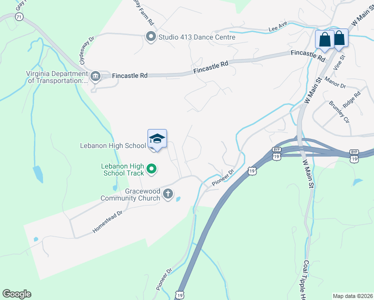 map of restaurants, bars, coffee shops, grocery stores, and more near Donald C Moore Lane in Lebanon