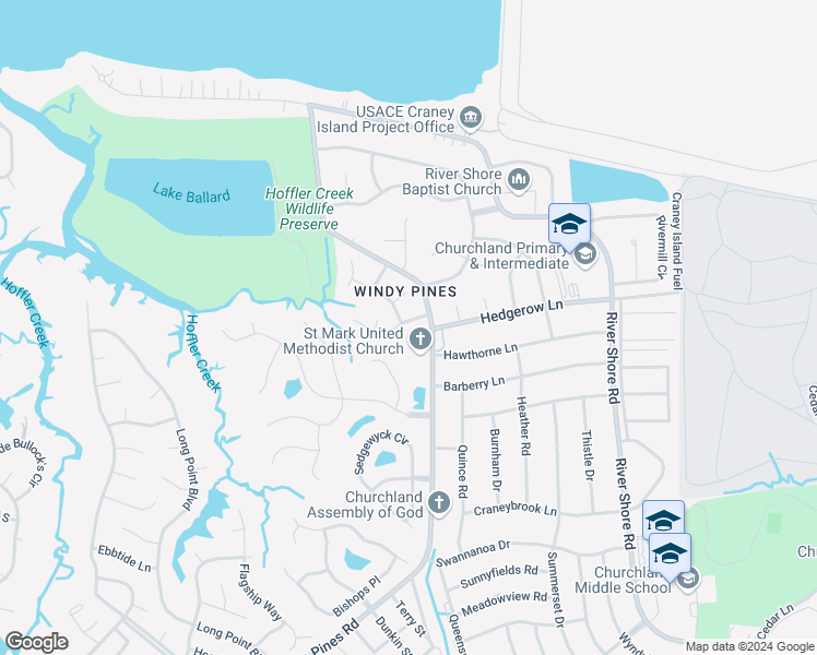 map of restaurants, bars, coffee shops, grocery stores, and more near 3812 Sunset Point in Portsmouth