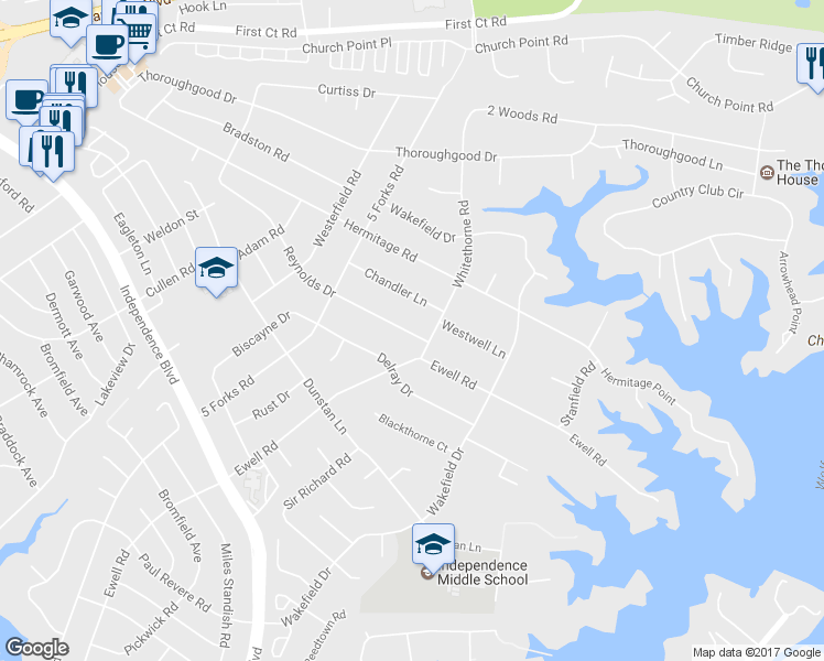 map of restaurants, bars, coffee shops, grocery stores, and more near 4416 Reynolds Drive in Virginia Beach