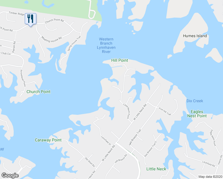 map of restaurants, bars, coffee shops, grocery stores, and more near 1485 Trading Point Lane in Virginia Beach