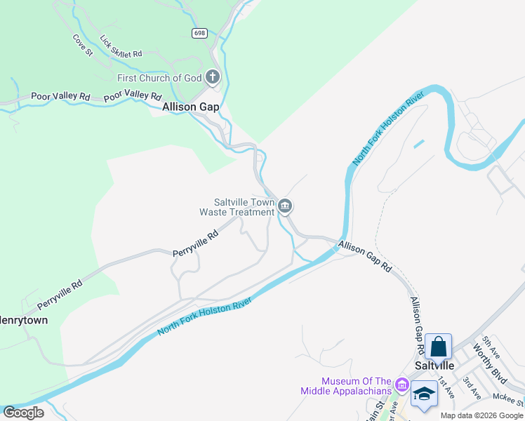 map of restaurants, bars, coffee shops, grocery stores, and more near 110 Perryville Road in Saltville