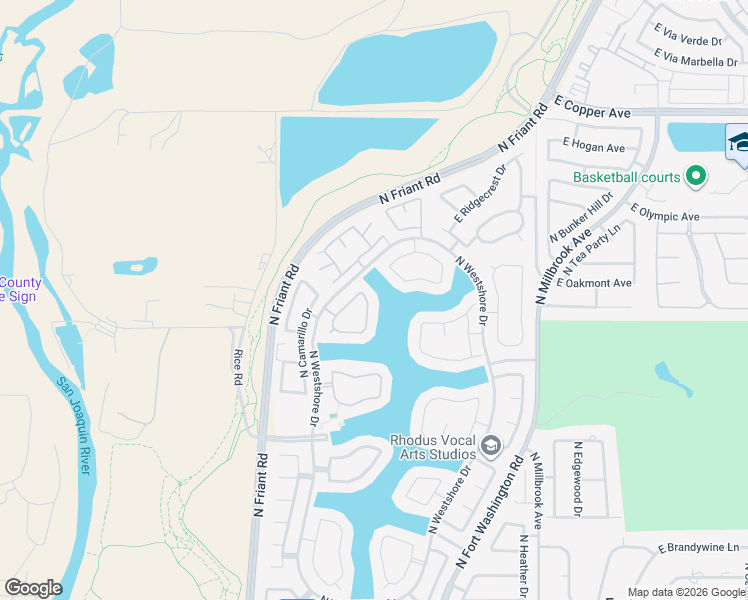 map of restaurants, bars, coffee shops, grocery stores, and more near 529 East Chesapeake Circle in Fresno