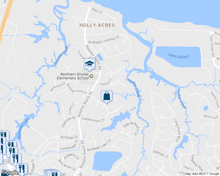 map of restaurants, bars, coffee shops, grocery stores, and more near 6900 Leyton Place in Suffolk