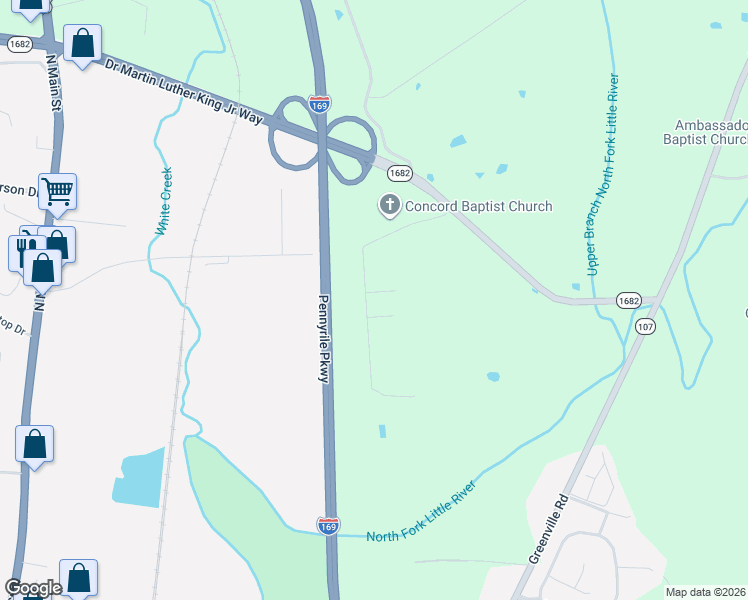 map of restaurants, bars, coffee shops, grocery stores, and more near 1927-1973 Concord Church No 2 Road in Hopkinsville