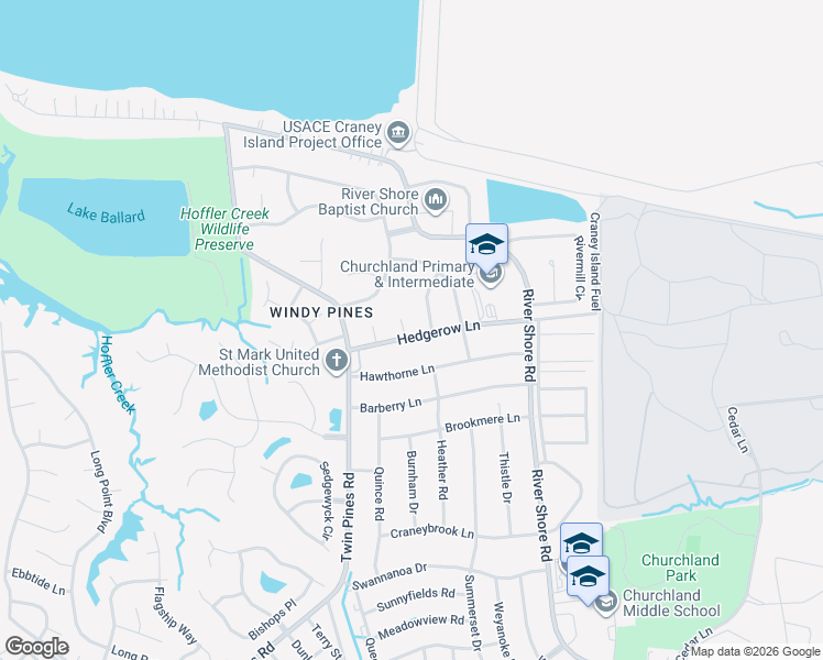 map of restaurants, bars, coffee shops, grocery stores, and more near 4400 Schoolhouse Path in Portsmouth