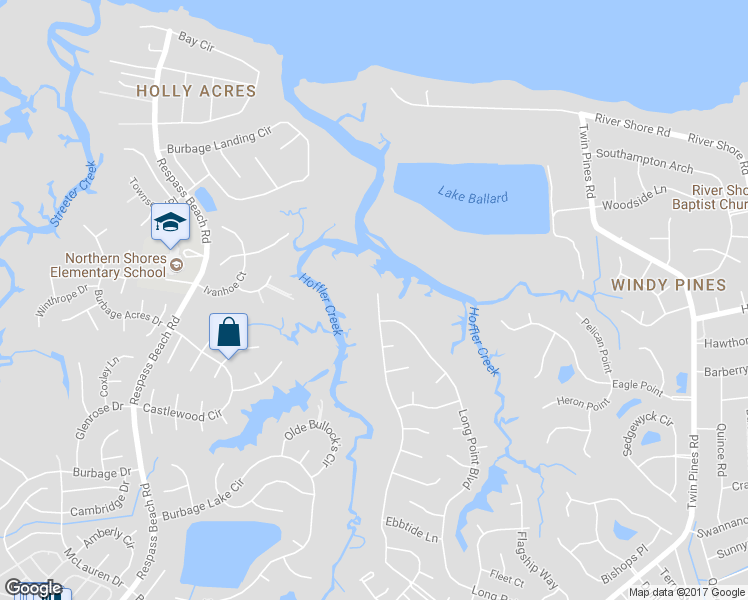 map of restaurants, bars, coffee shops, grocery stores, and more near 4041 Long Point Boulevard in Portsmouth