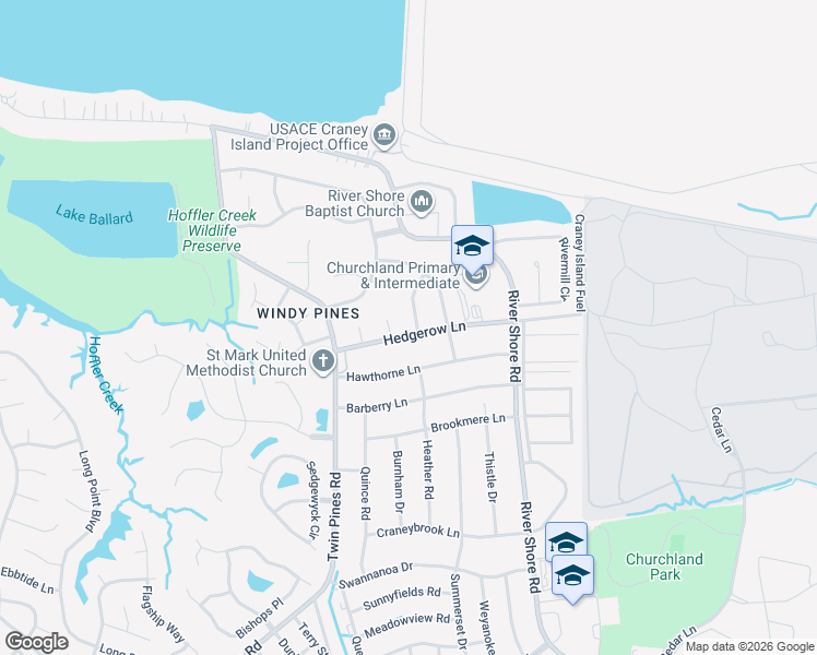 map of restaurants, bars, coffee shops, grocery stores, and more near 4400 Schoolhouse Path in Portsmouth