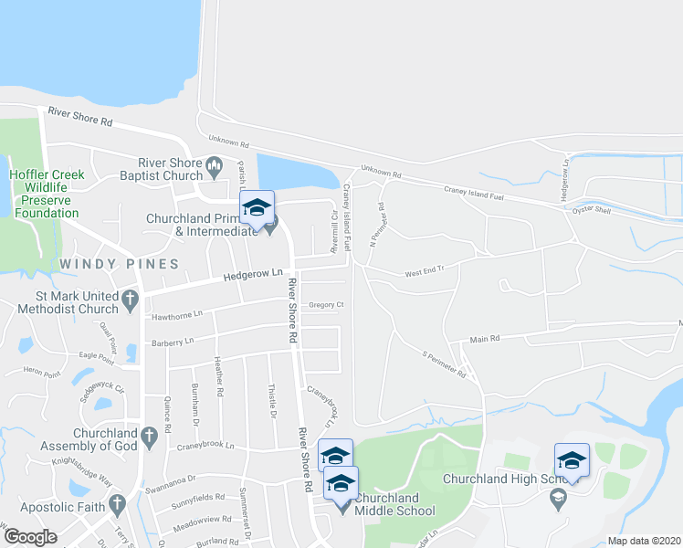 map of restaurants, bars, coffee shops, grocery stores, and more near 5608 Darby Close in Portsmouth
