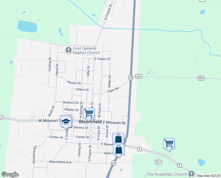 map of restaurants, bars, coffee shops, grocery stores, and more near 301 Cape Road in Bloomfield