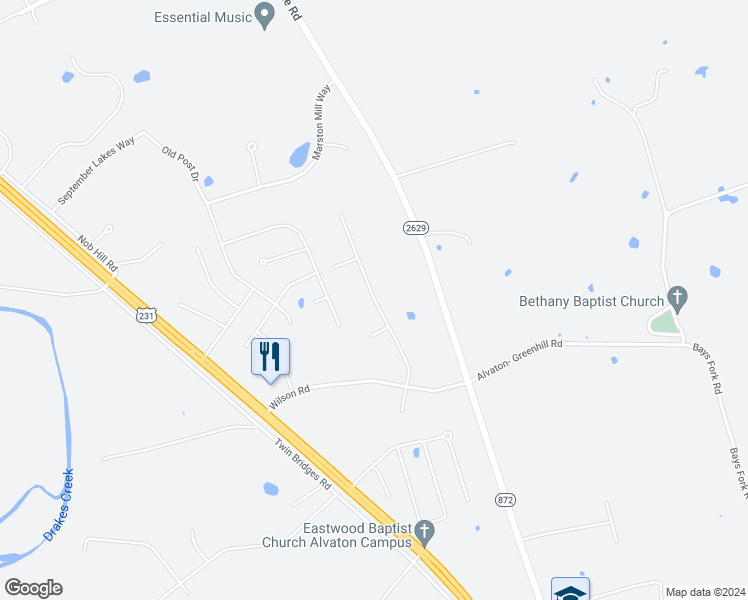map of restaurants, bars, coffee shops, grocery stores, and more near 298 Stagecoach Drive in Alvaton