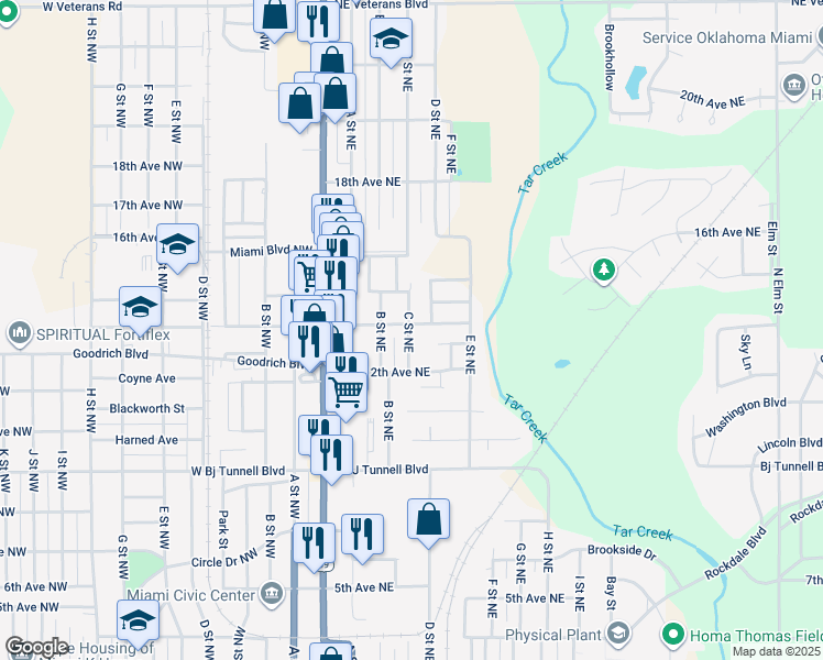 map of restaurants, bars, coffee shops, grocery stores, and more near 302 12th Place Northeast in Miami
