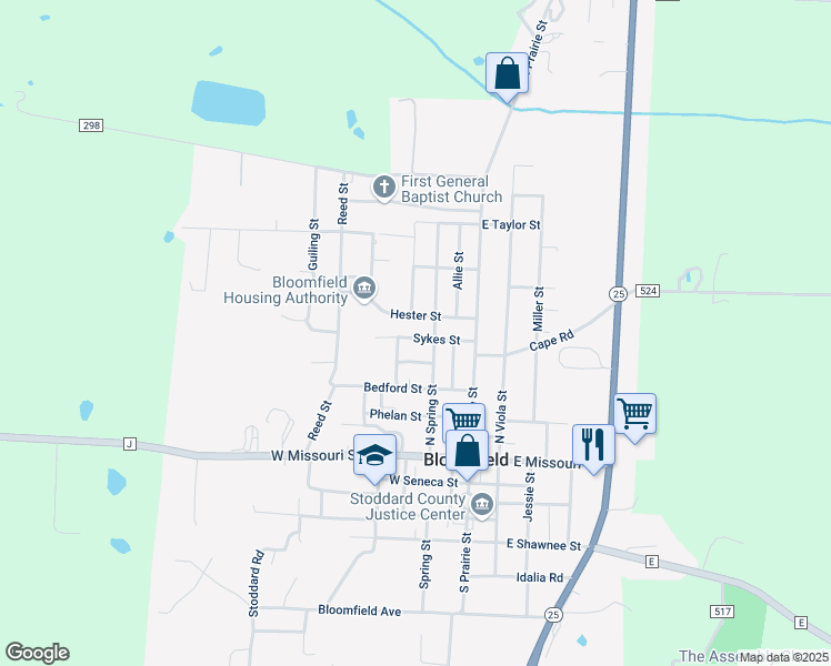 map of restaurants, bars, coffee shops, grocery stores, and more near 305 Sykes Street in Bloomfield