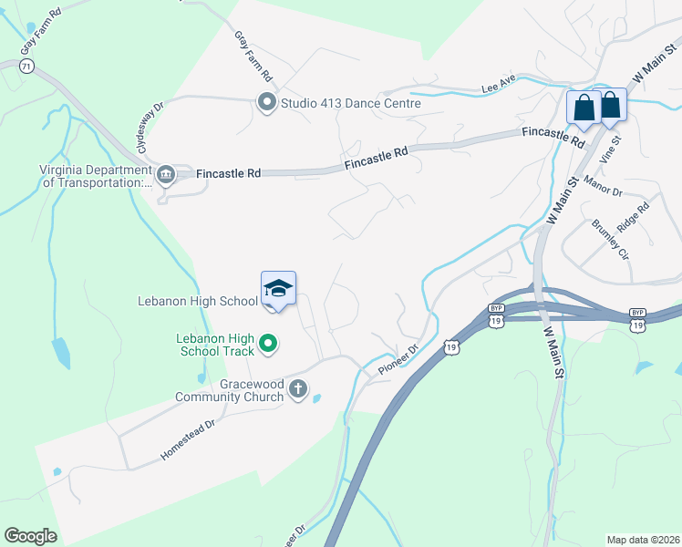 map of restaurants, bars, coffee shops, grocery stores, and more near 282 Jaylen Drive in Lebanon
