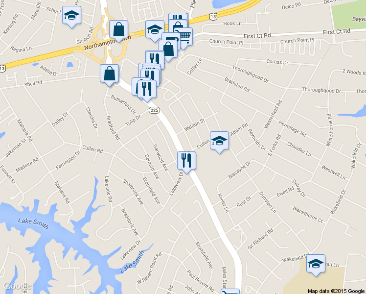 map of restaurants, bars, coffee shops, grocery stores, and more near 4764 Weldon Street in Virginia Beach