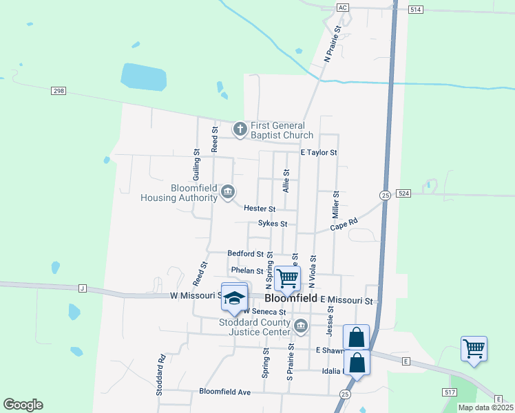 map of restaurants, bars, coffee shops, grocery stores, and more near 606 North Delaware Street in Bloomfield