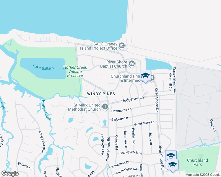 map of restaurants, bars, coffee shops, grocery stores, and more near 4416 Highgate Circle North in Portsmouth