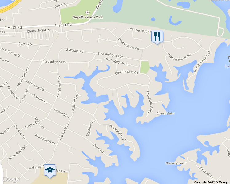 map of restaurants, bars, coffee shops, grocery stores, and more near 4149 Country Club Circle in Virginia Beach