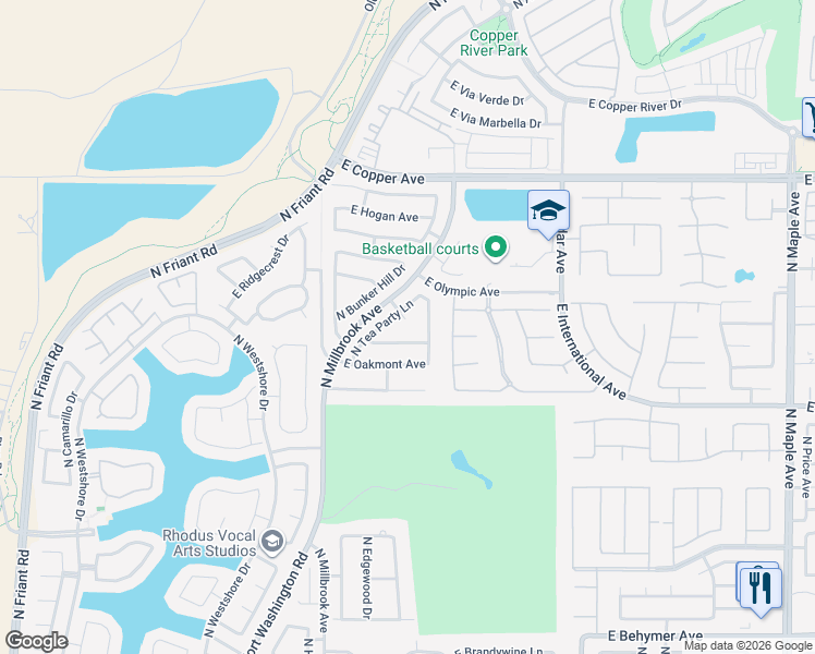 map of restaurants, bars, coffee shops, grocery stores, and more near 1157 East Sawgrass Avenue in Fresno