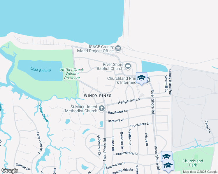 map of restaurants, bars, coffee shops, grocery stores, and more near 4416 Highgate Circle North in Portsmouth