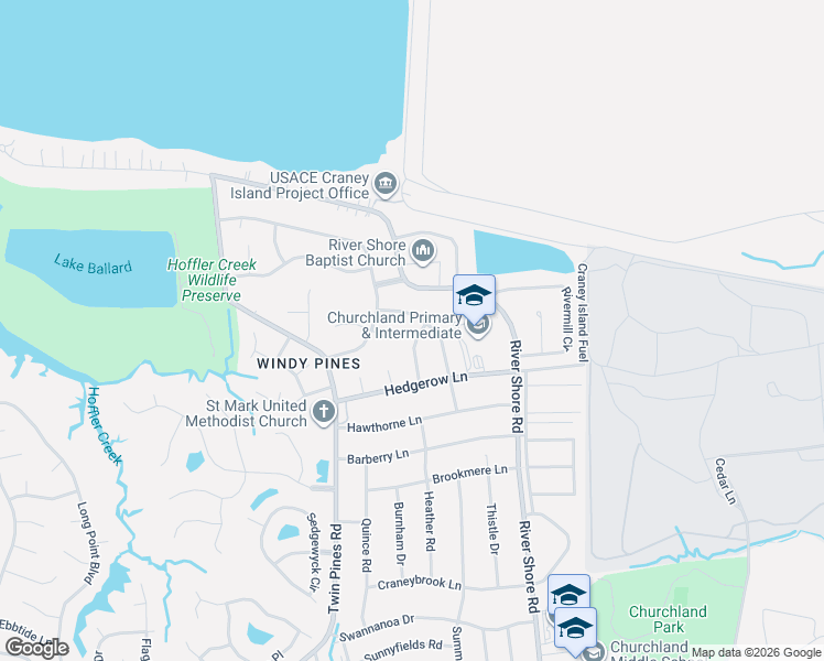 map of restaurants, bars, coffee shops, grocery stores, and more near 4424 Schoolhouse Path in Portsmouth