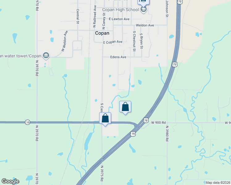 map of restaurants, bars, coffee shops, grocery stores, and more near 405 Hickory Drive in Copan