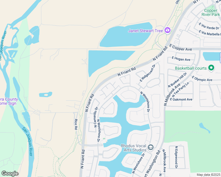 map of restaurants, bars, coffee shops, grocery stores, and more near 514 East Coral Point in Fresno
