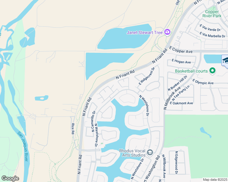 map of restaurants, bars, coffee shops, grocery stores, and more near 514 East Coral Point in Fresno