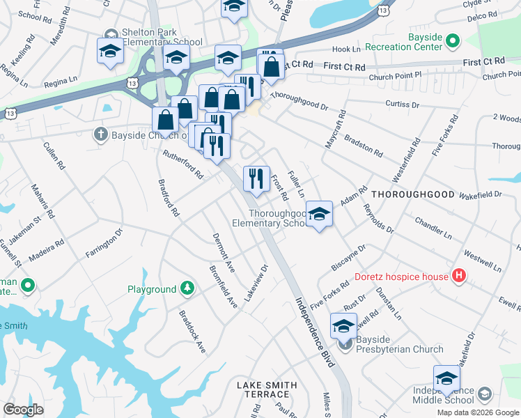 map of restaurants, bars, coffee shops, grocery stores, and more near 4764 Weldon Street in Virginia Beach