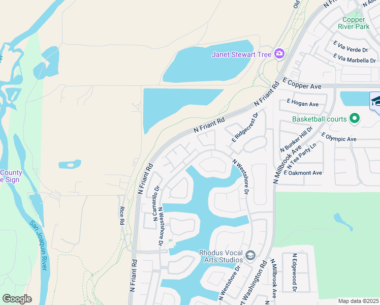map of restaurants, bars, coffee shops, grocery stores, and more near 514 East Coral Point in Fresno