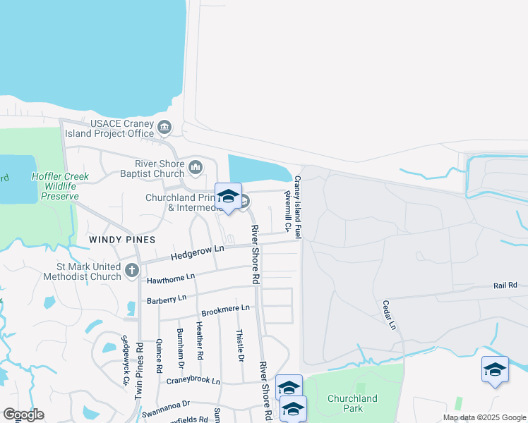 map of restaurants, bars, coffee shops, grocery stores, and more near 4428 Rivermill Court in Portsmouth
