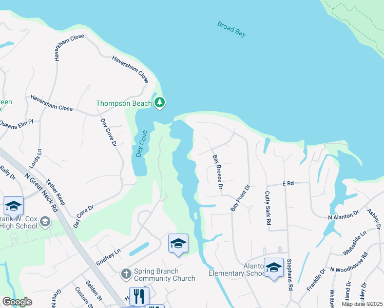map of restaurants, bars, coffee shops, grocery stores, and more near 2036 Sunset Point in Virginia Beach