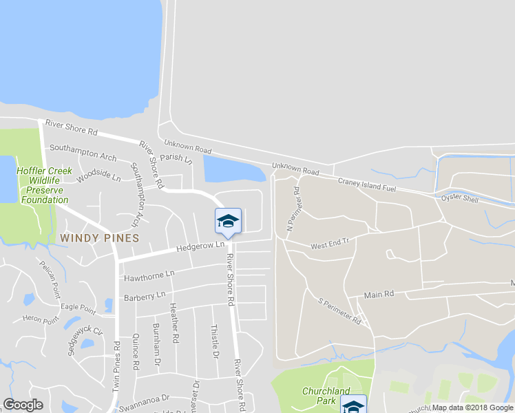 map of restaurants, bars, coffee shops, grocery stores, and more near 5692 Rivermill Circle in Portsmouth