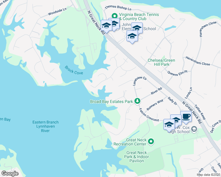map of restaurants, bars, coffee shops, grocery stores, and more near 2816 Ocean Mist Court in Virginia Beach